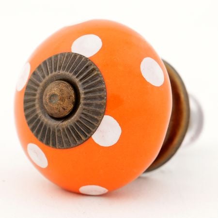 Orange Polka Dot Ceramic Cabinet Knob