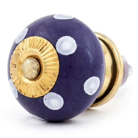 Navy Blue White Polka Dot Knob