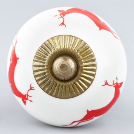Red Running  Rein Deer Pattern Ceramic Cabinet Knob Online