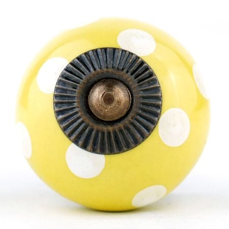 Yellow Dotted Small Ceramic Cabinet Knobs