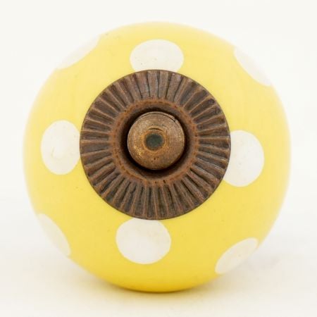 Yellow Dotted Small Ceramic Cabinet Knobs