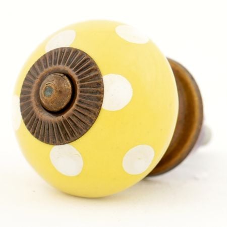 Yellow Dotted Small Ceramic Cabinet Knobs