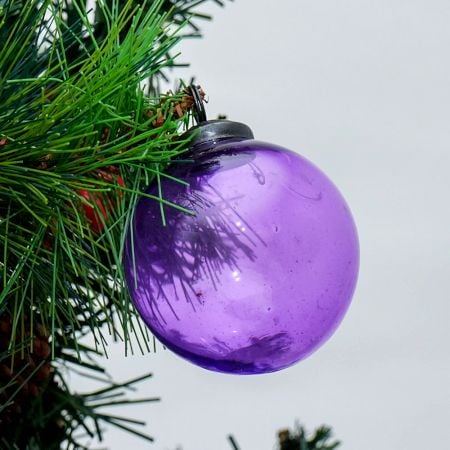 Purple Glass Round Christmas Ornaments