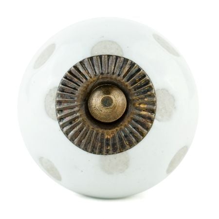 White Polka Dot Ceramic Knob 45