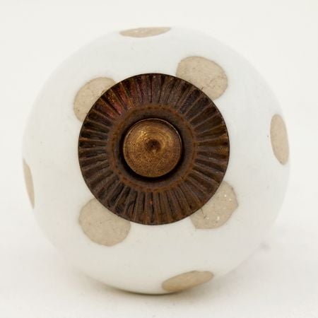 White Polka Dot Ceramic Knob 45
