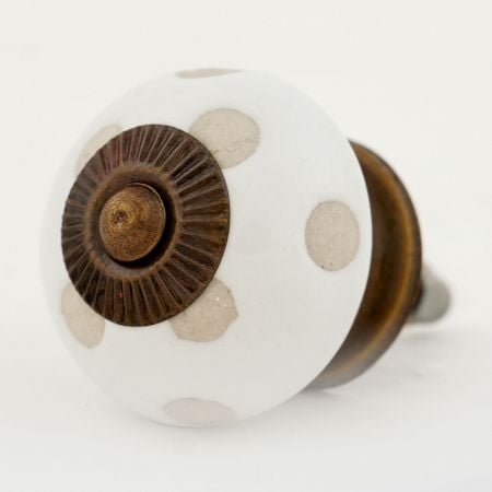 White Polka Dot Ceramic Knob 45
