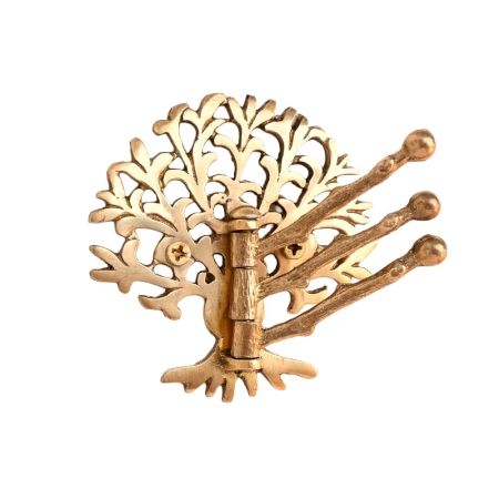 Brass Golden Decorative Tree Swivel Tri Arm Hook