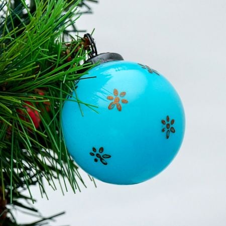 Vintage Turquoise Glass Hanging Ornament
