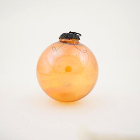 Vintage Round Amber Glass Hanging Ornament For Christmas Tree