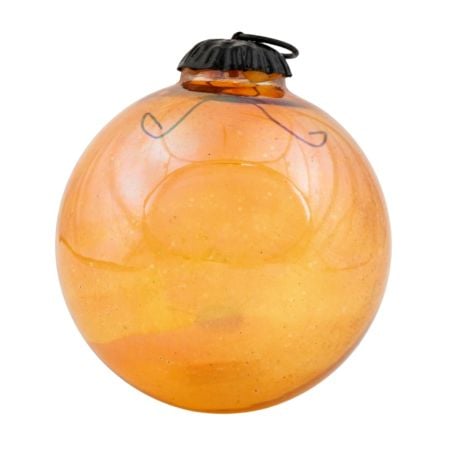 Vintage Round Amber Glass Hanging Ornament For Christmas Tree