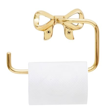 Elegant Brass Bow Toilet Paper Holder Wall Mounted Bathroom Accessory