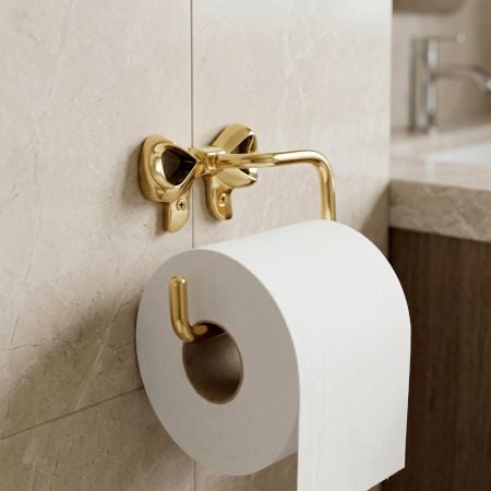 Elegant Brass Bow Toilet Paper Holder Wall Mounted Bathroom Accessory