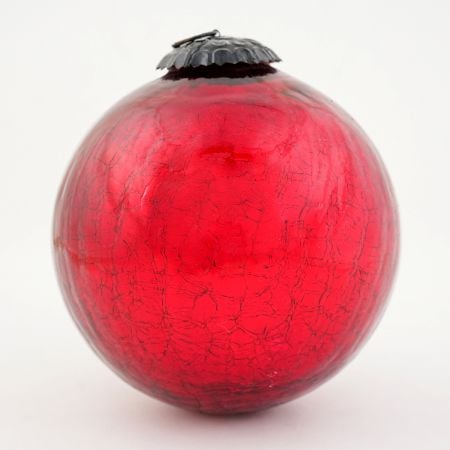 Red Crackle Round Christmas Ball Ornament