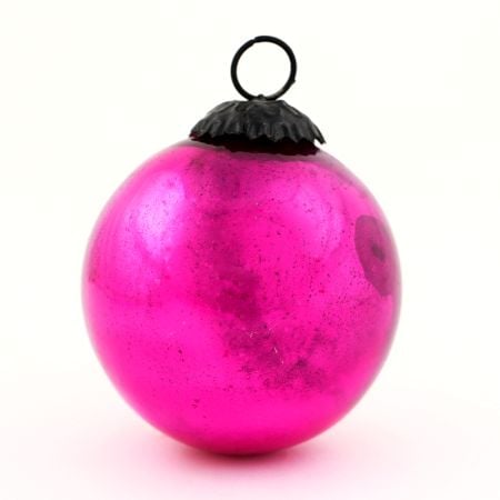 Pink Round Glass Christmas Ornament