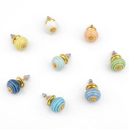 8 Pieces Multicolor Ceramic Striped Living Room Dresser Knobs