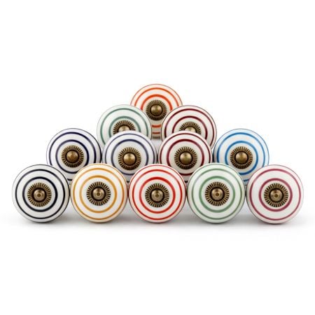 12 Pieces Handmade Striped Ceramic Kitchen Cabinet Knobs