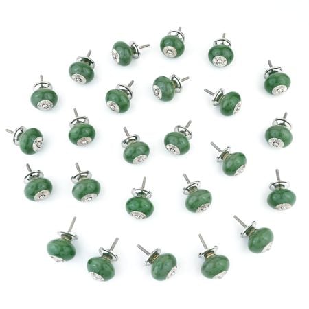 25 Pieces Green Handmade Ceramic Round Living Room Drawer Knobs