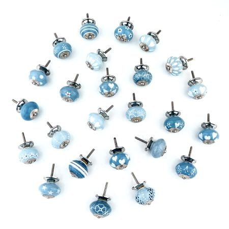 25 Pieces Grey Ceramic Round Kitchen Cupboard Knobs