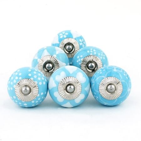 Turquoise Ceramic Round Living Room Cupboard Knobs