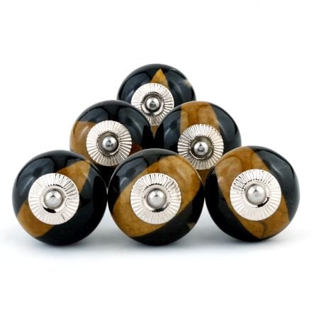 Handmade Brown and Black Ceramic Kitchen Cabinet Knobs