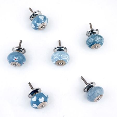 Grey Ceramic Round Kitchen Cupboard Knobs