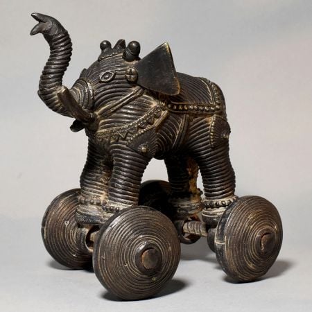 Vintage Brass Elephant Rolling Toy Decorative Figurine