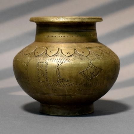 Handcrafted Brass Engraved Traditional Decorative Ritual Pot