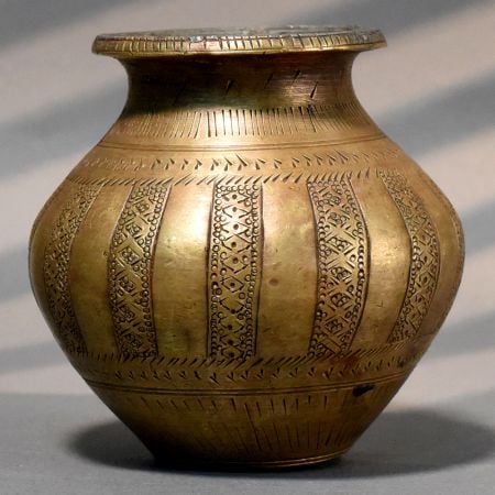 Handcrafted Brass Detailed Engraved Traditional Ritual Pot
