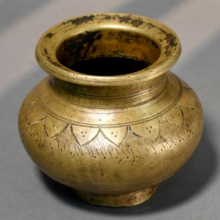 Handcrafted Brass Floral Etched Traditional Ritual Pot
