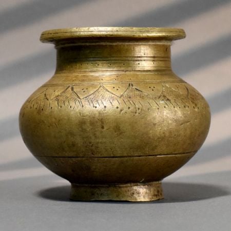 Handcrafted Brass Floral Etched Traditional Ritual Pot