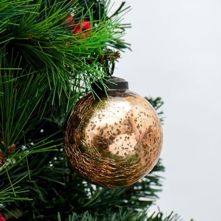 Gold Crackle Vintage Style Mercury Glass Hanging Ornament