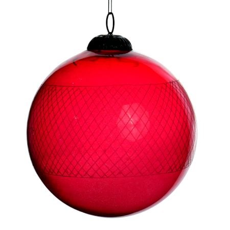 Red Decorative Round Big Glass Hanging Ornament