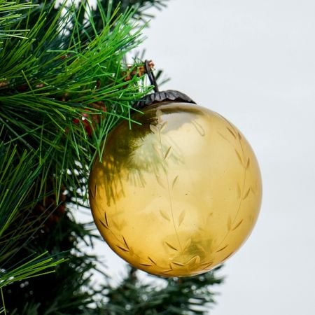 Amber Decorative Round Leaf Glass Hanging Ornament