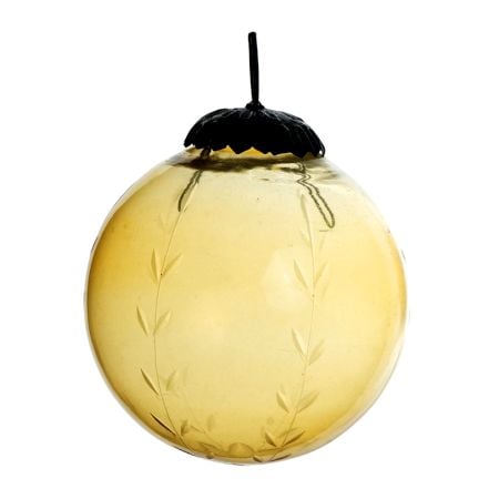 Amber Decorative Round Leaf Glass Hanging Ornament