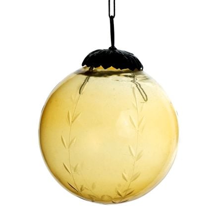 Amber Decorative Round Leaf Glass Hanging Ornament