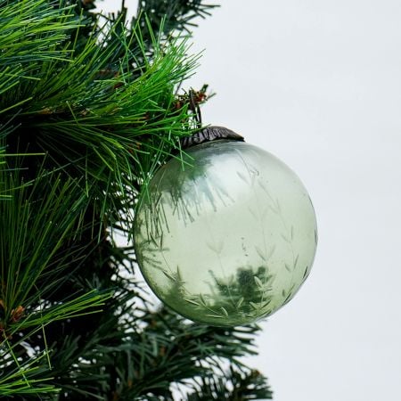 Green Handmade Round Leaves Glass Hanging Ornament