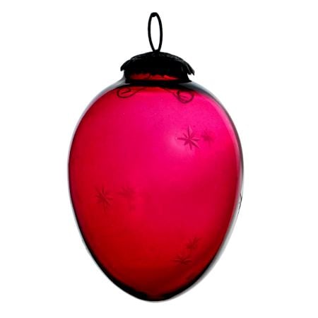 Red Vintage Style Star Avocado Glass Christmas Ornament
