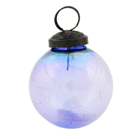 Royal Blue Round Glass Christmas Ornament