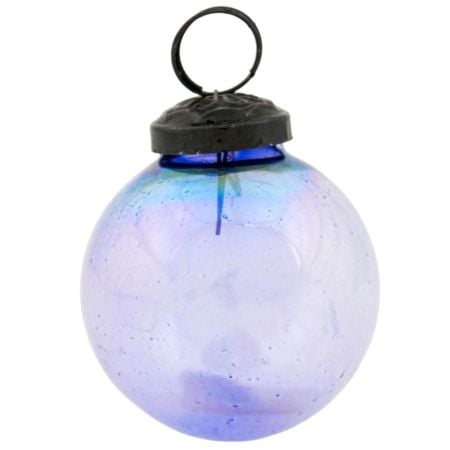Royal Blue Round Glass Christmas Ornament
