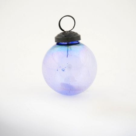 Royal Blue Round Glass Christmas Ornament