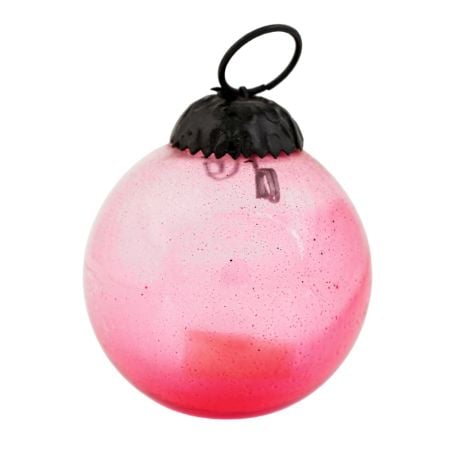 Pink Round Glass Christmas Ornament