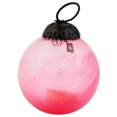 Pink Round Glass Christmas Ornament