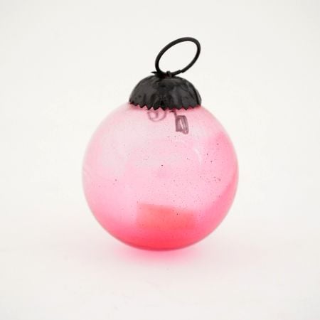 Pink Round Glass Christmas Ornament