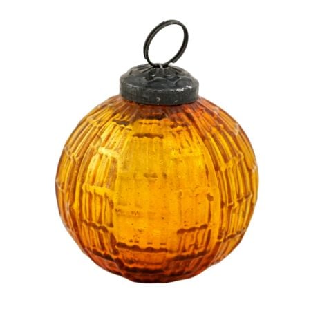 Amber Vintage Kugel Round Glass Christmas Ornament