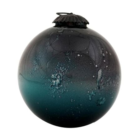 Inky Blue Round Glass Christmas Ornament