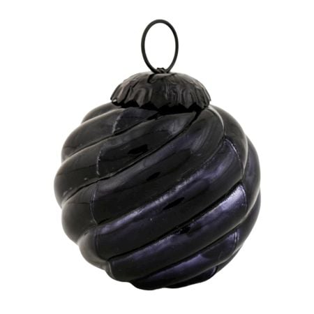 Black Ball Round Glass Christmas Ornament