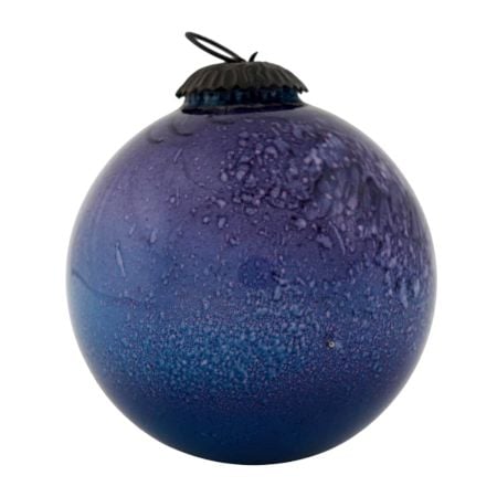 Dark Blue Round Glass Christmas Ornament