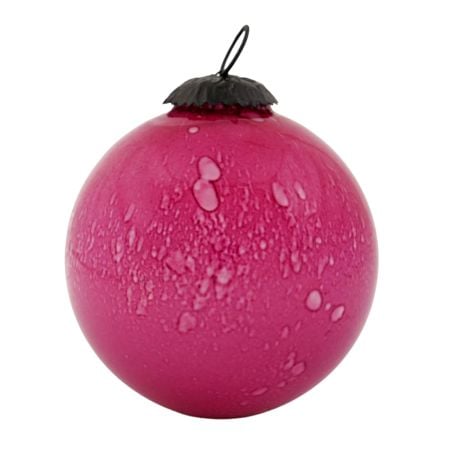 Pink Vintage Round Glass Christmas Ornament