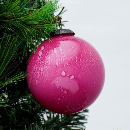 Pink Vintage Round Glass Christmas Ornament