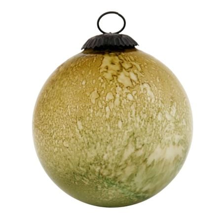 Moss Green Vintage Style Round Glass Christmas Ornament
